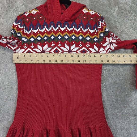 Polo Ralph Lauren Dress Girls Size Medium Red Fair Isle Hooded Sweater Holiday - Picture 4 of 12